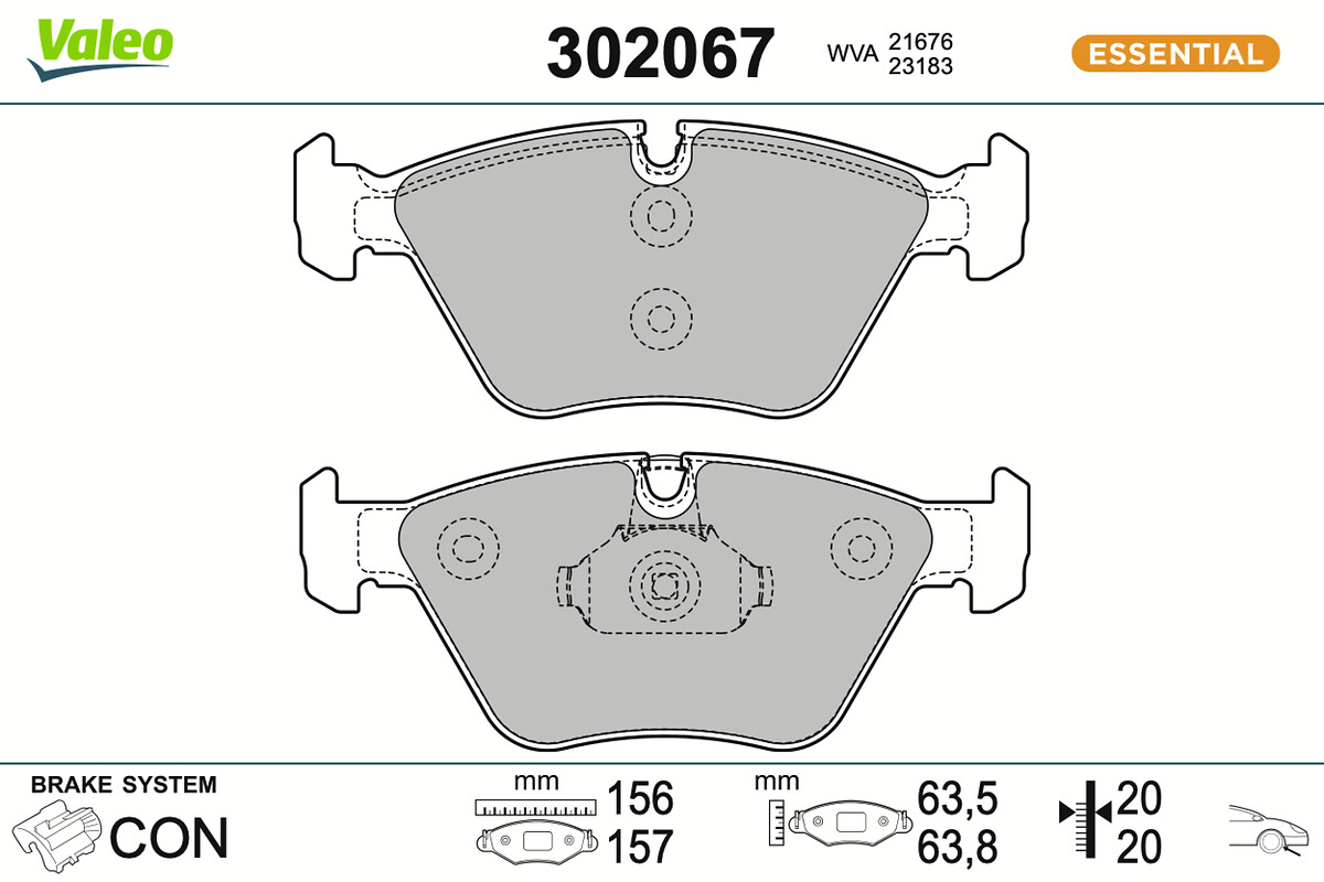 Jeu de 4 plaquettes de frein VALEO ref. 302067